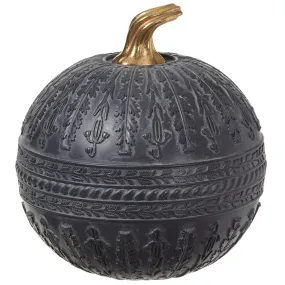 10.5"Hx10"W Halloween Acanthus Pumpkin -Black