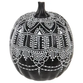 10.5"Hx9"W Halloween Pumpkin -Black/White (pack of 2)
