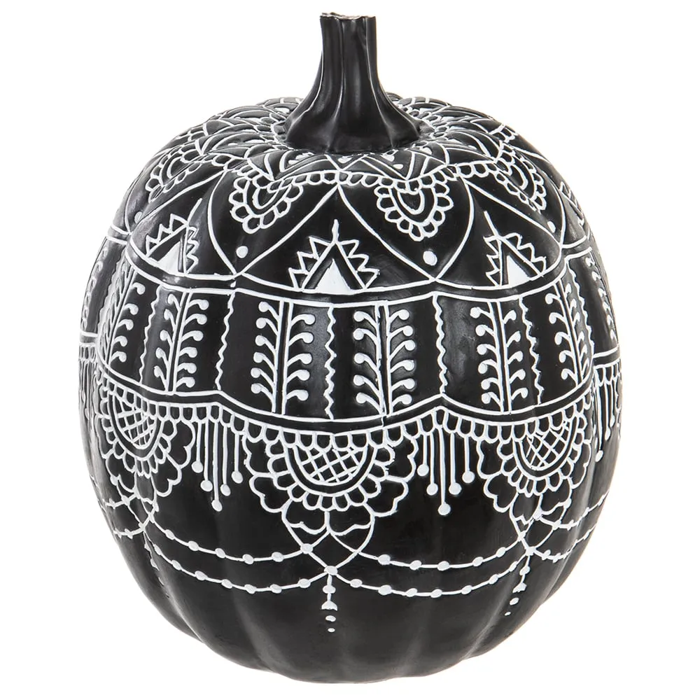 10.5"Hx9"W Halloween Pumpkin -Black/White (pack of 2)