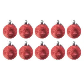 10pcs 4cm Christmas Ornament Glitter Red