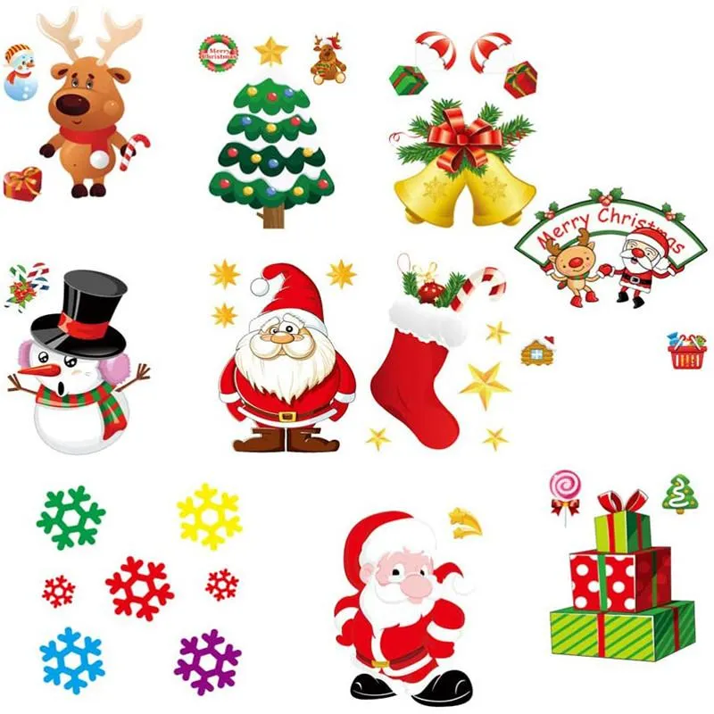 10pcs Christmas Decorations Static Paste Ornament Glass Window Electrostatic
