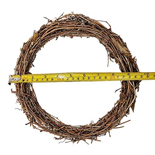 10" Natural Grapevine Wreath DIY Crafts Rattan Wreaths for Christmas Door Hanging Wall Window Holiday Festival Wedding Decoration (1PCS 25cm/9.8inch)