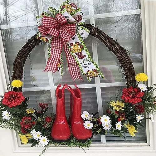 10" Natural Grapevine Wreath DIY Crafts Rattan Wreaths for Christmas Door Hanging Wall Window Holiday Festival Wedding Decoration (1PCS 25cm/9.8inch)