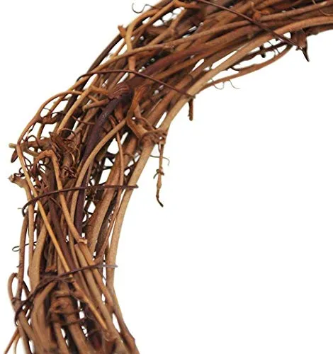 10" Natural Grapevine Wreath DIY Crafts Rattan Wreaths for Christmas Door Hanging Wall Window Holiday Festival Wedding Decoration (1PCS 25cm/9.8inch)