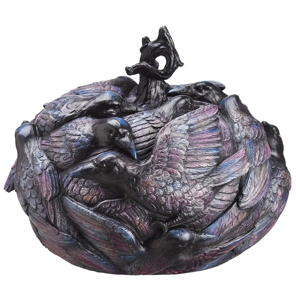 10"Hx12.2"W Halloween Raven Pumpkin -Black