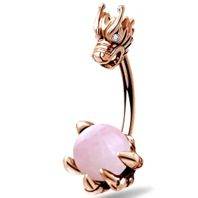 14G Dragon Belly Button Ring Opalite Gem Navel Ring