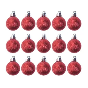 15pcs 3cm Christmas Ornament Glitter Red
