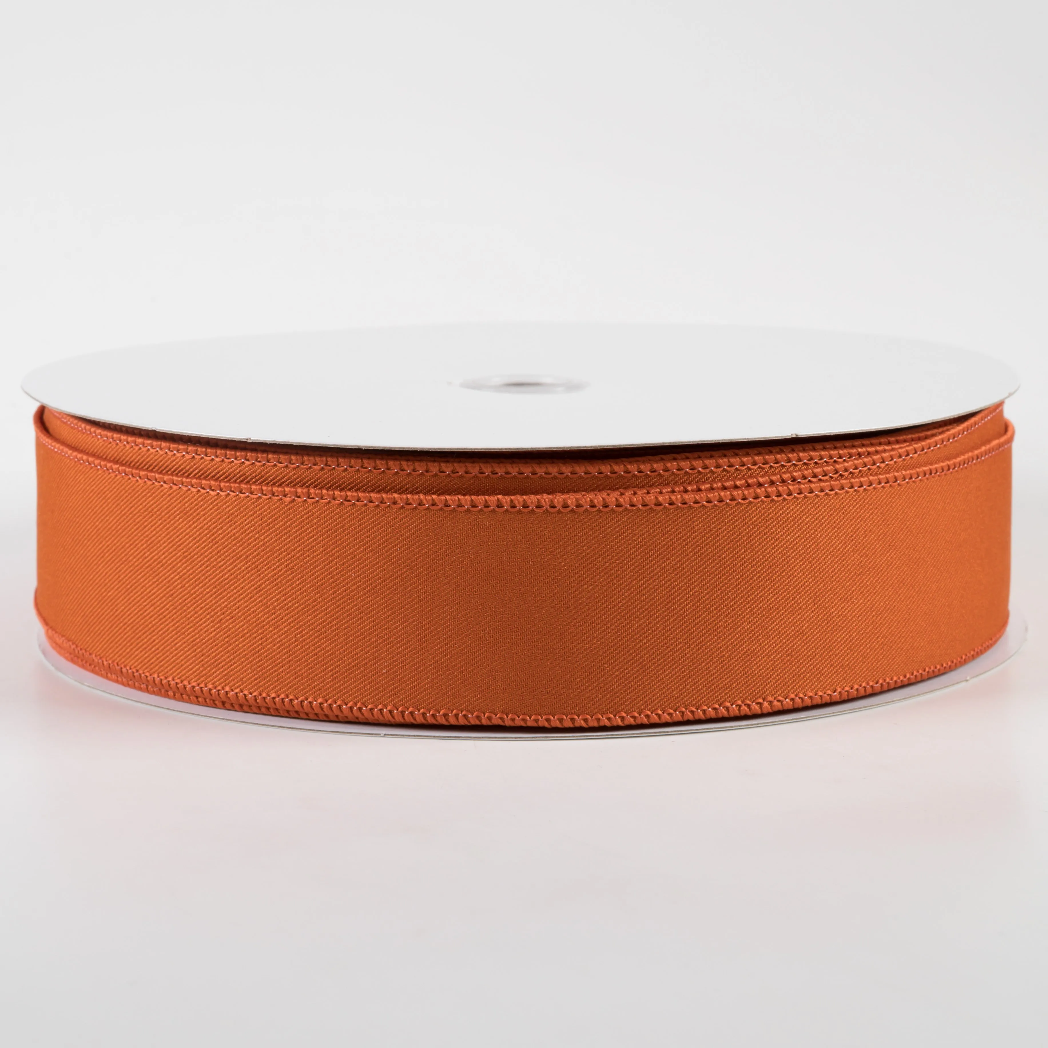 1.5" Diagonal Weave Fabric Ribbon: Autumn Orange (50 Yards)