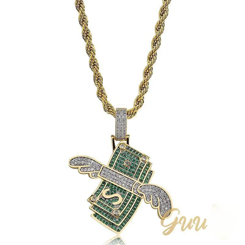18K Gold-Plated AAA CZ Money Personality Pendant