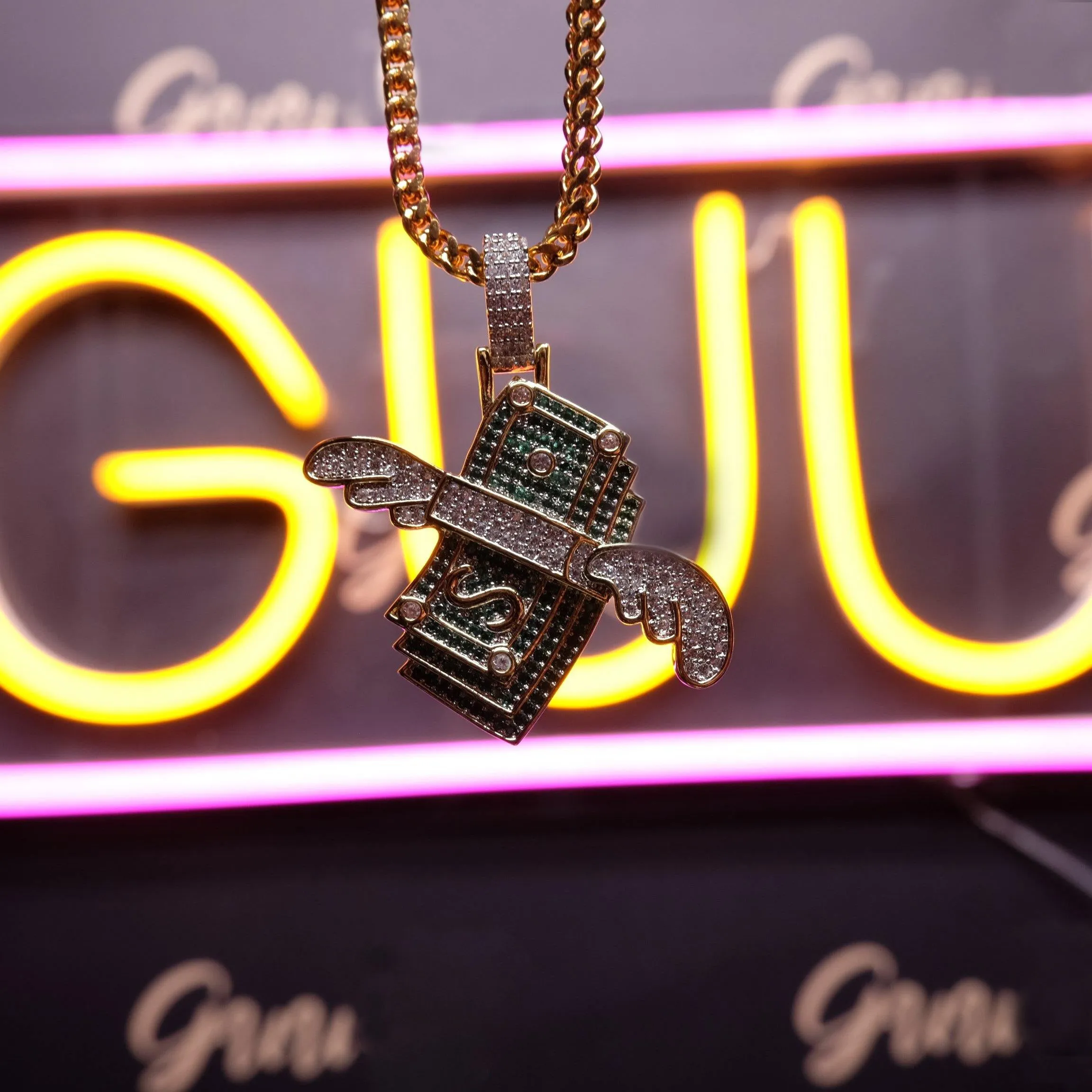 18K Gold-Plated AAA CZ Money Personality Pendant