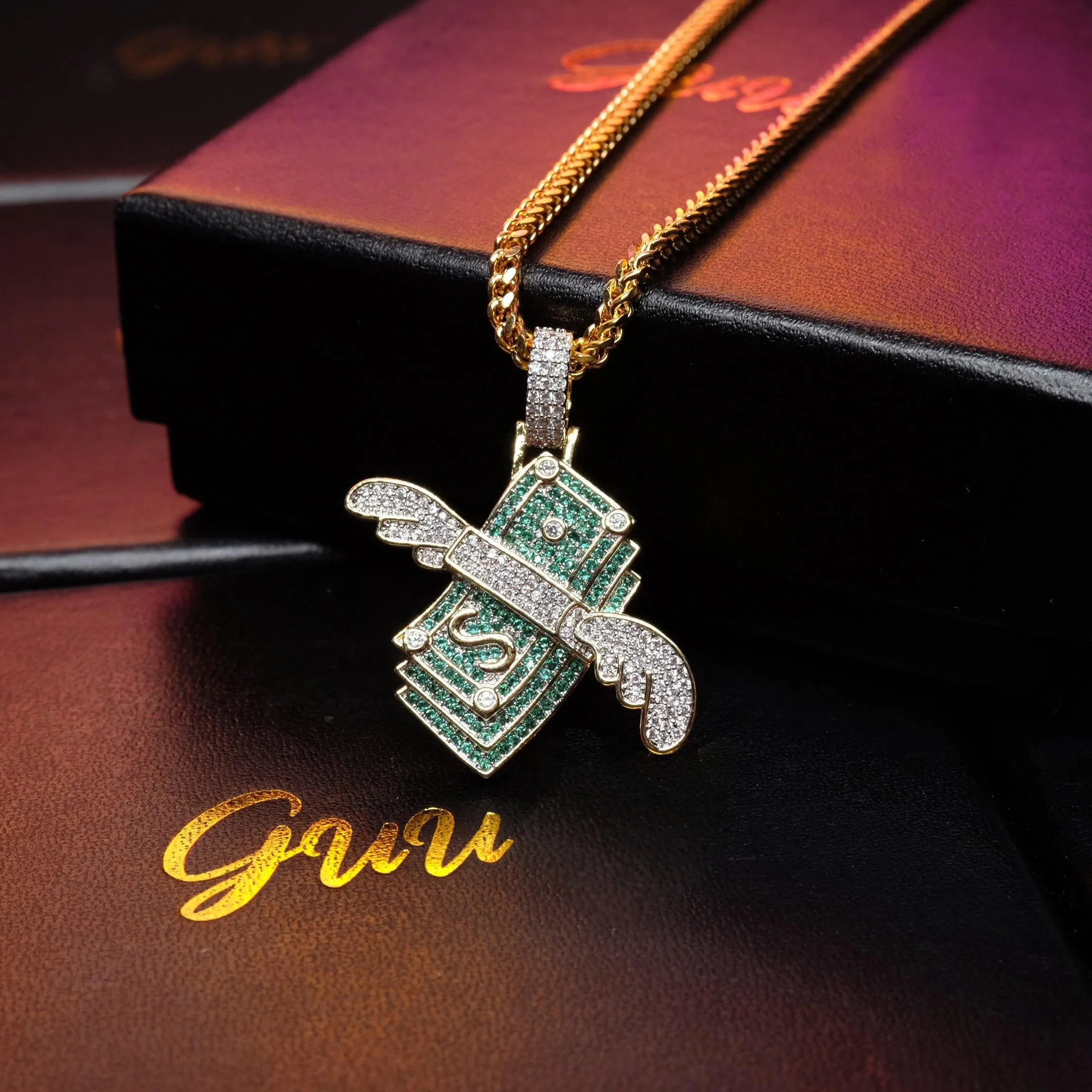 18K Gold-Plated AAA CZ Money Personality Pendant