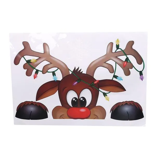 2-Pack: Santa Claus Elk Shop Hotel Christmas Window Double Sided Glass Sticker