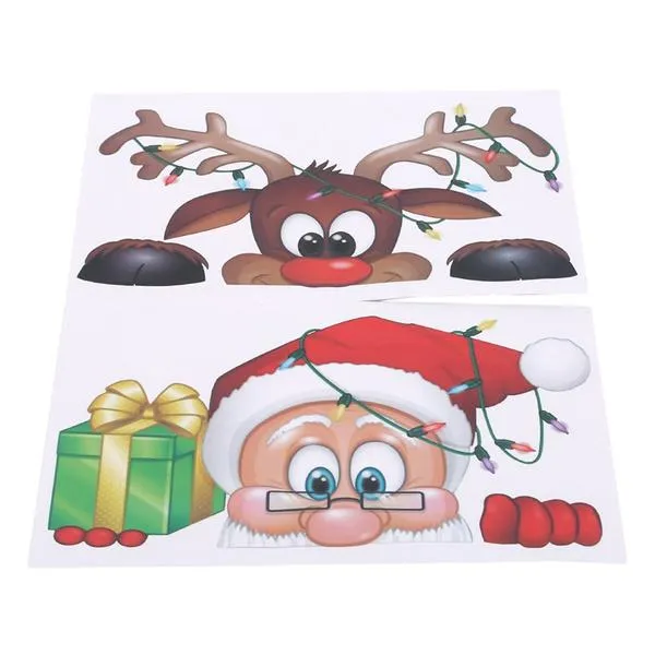 2-Pack: Santa Claus Elk Shop Hotel Christmas Window Double Sided Glass Sticker