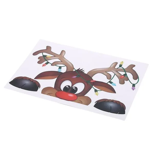 2-Pack: Santa Claus Elk Shop Hotel Christmas Window Double Sided Glass Sticker