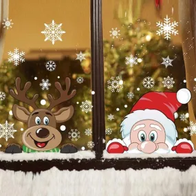 2-Pack: Santa Claus Elk Shop Hotel Christmas Window Double Sided Glass Sticker