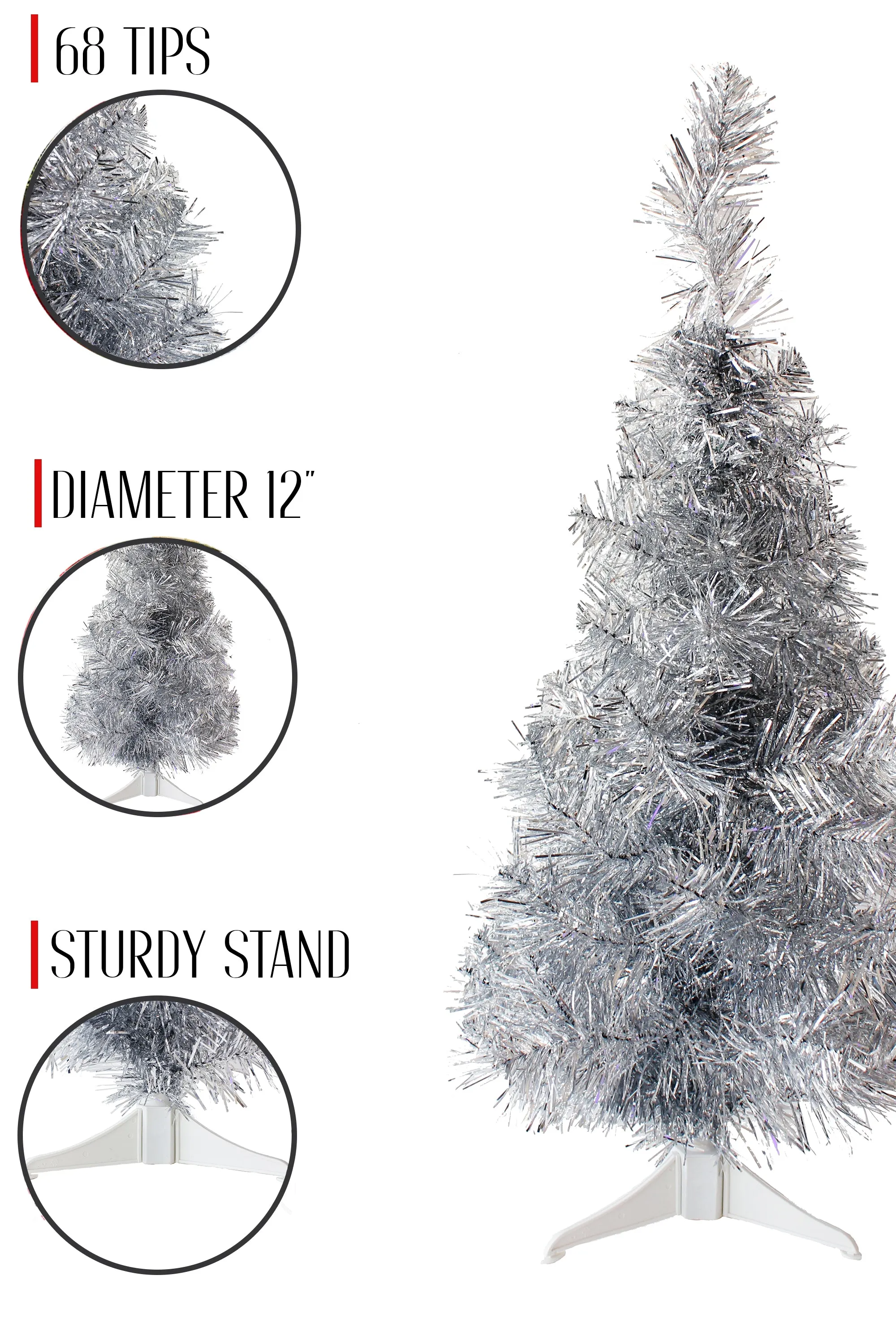 2' Silver Tabletop Tree with Stand