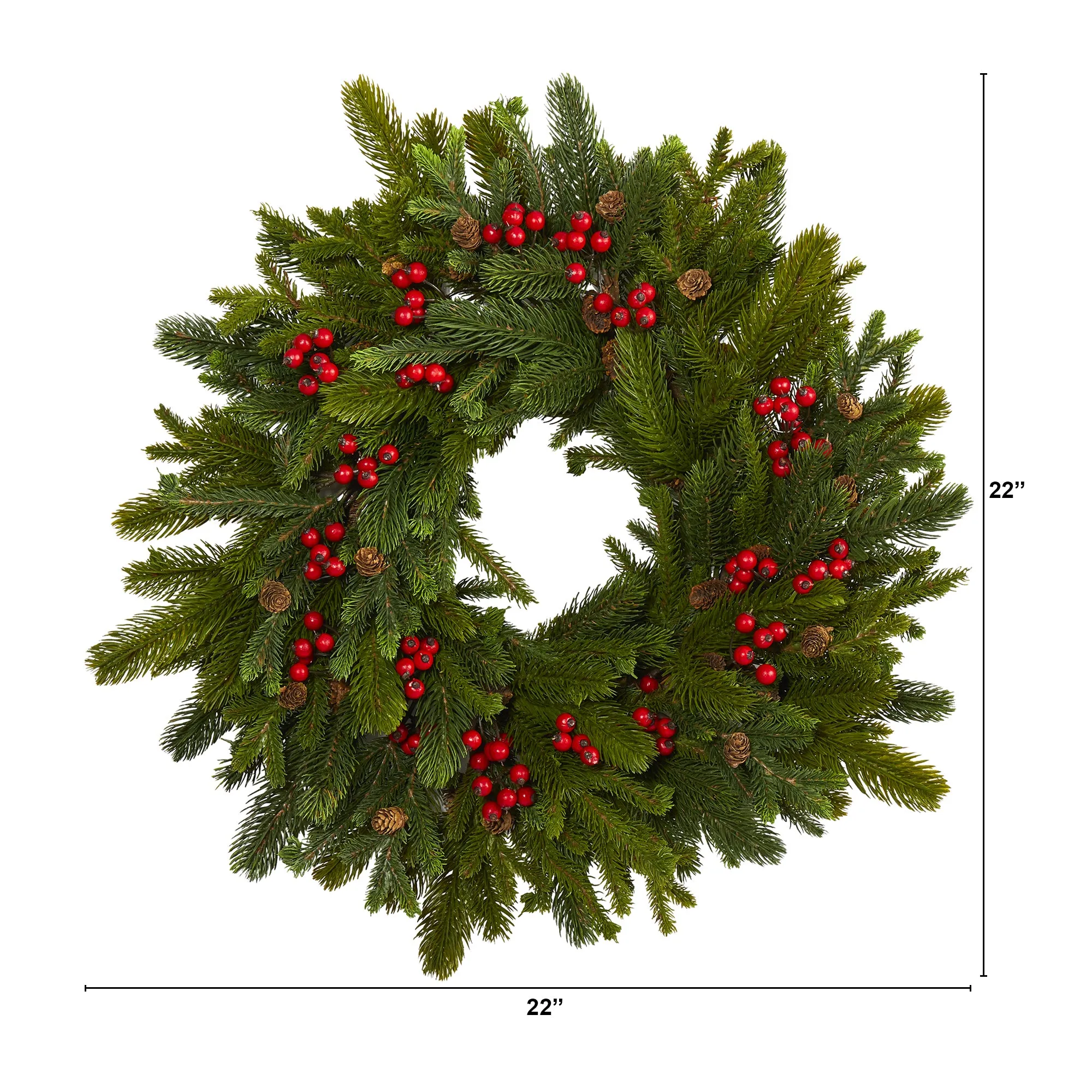 22" Pine, Pinecone and Berry Artificial Wreath