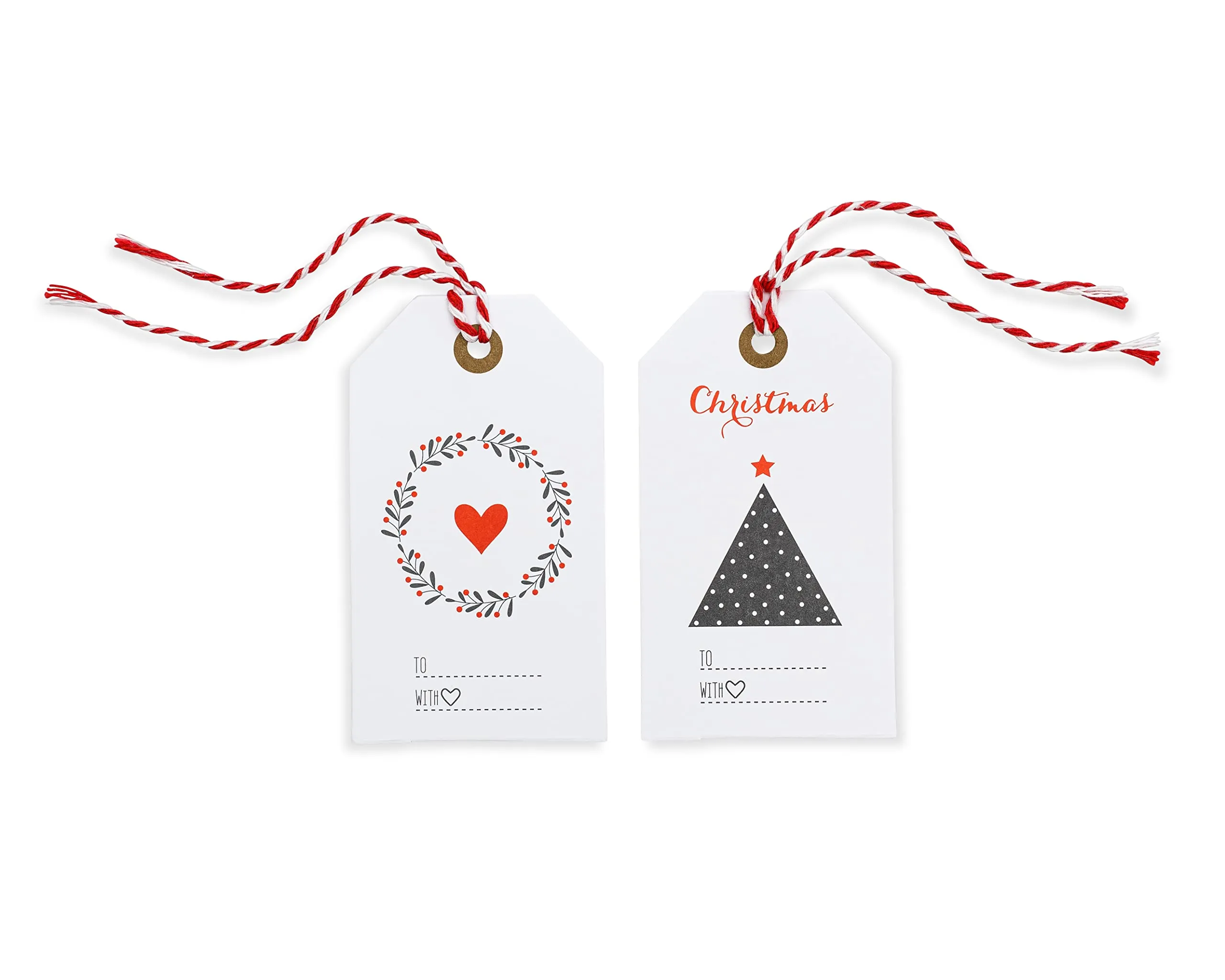 24 Red White and Blue Gift Wrap Tags (Red White Blue Tags with Red String)
