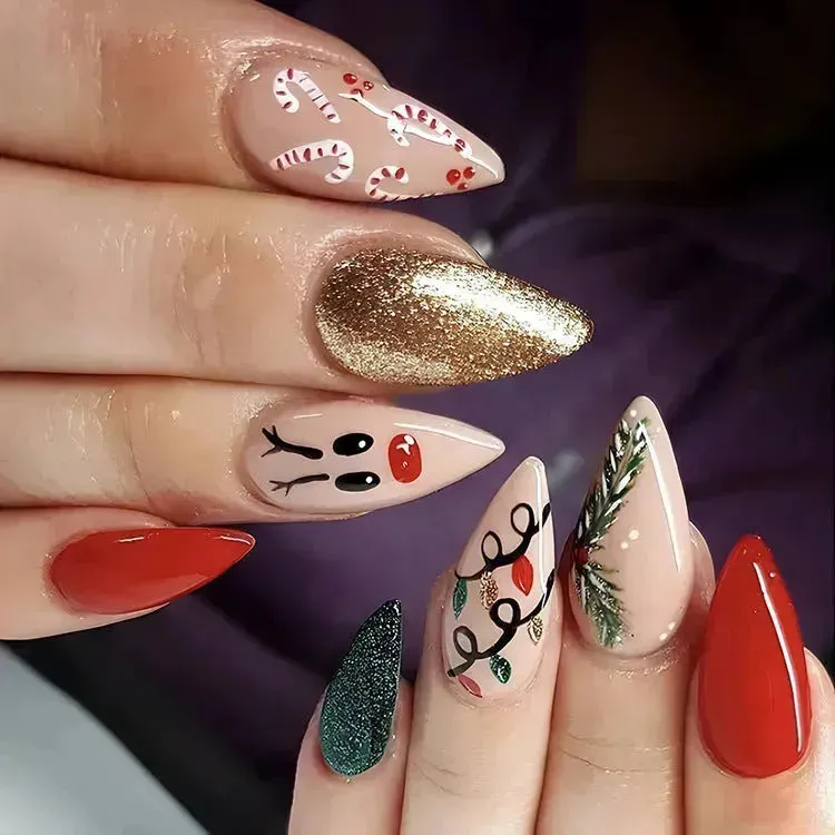 24pcs Christmas False Nail Decal stickers