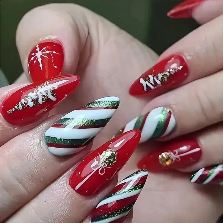 24pcs Christmas False Nail Decal stickers