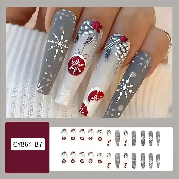24pcs Christmas False Nail Decal stickers