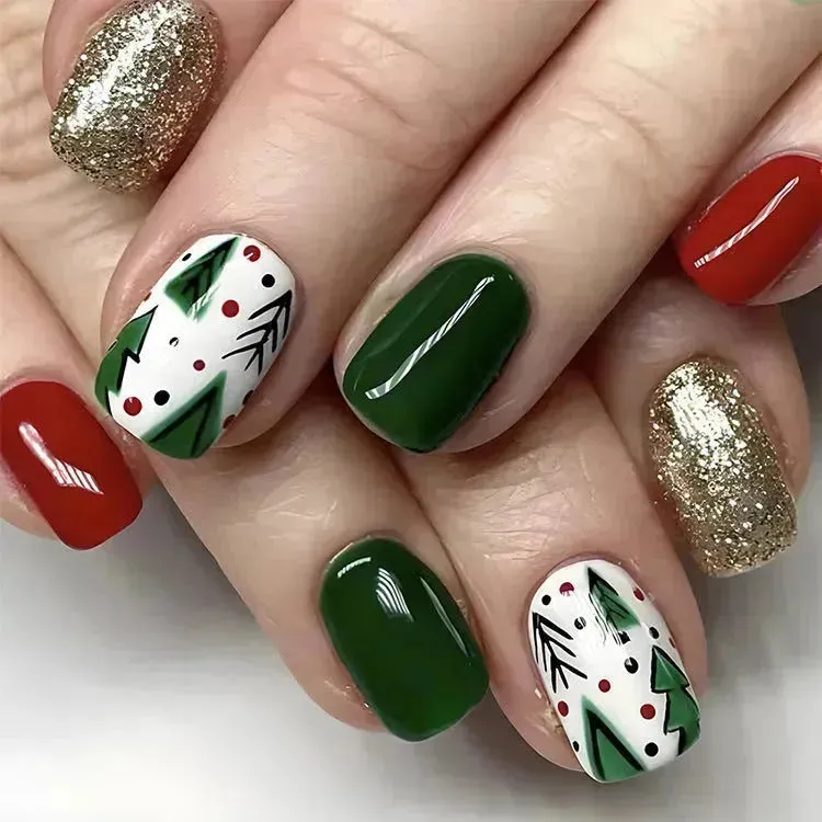 24pcs Christmas False Nail Decal stickers