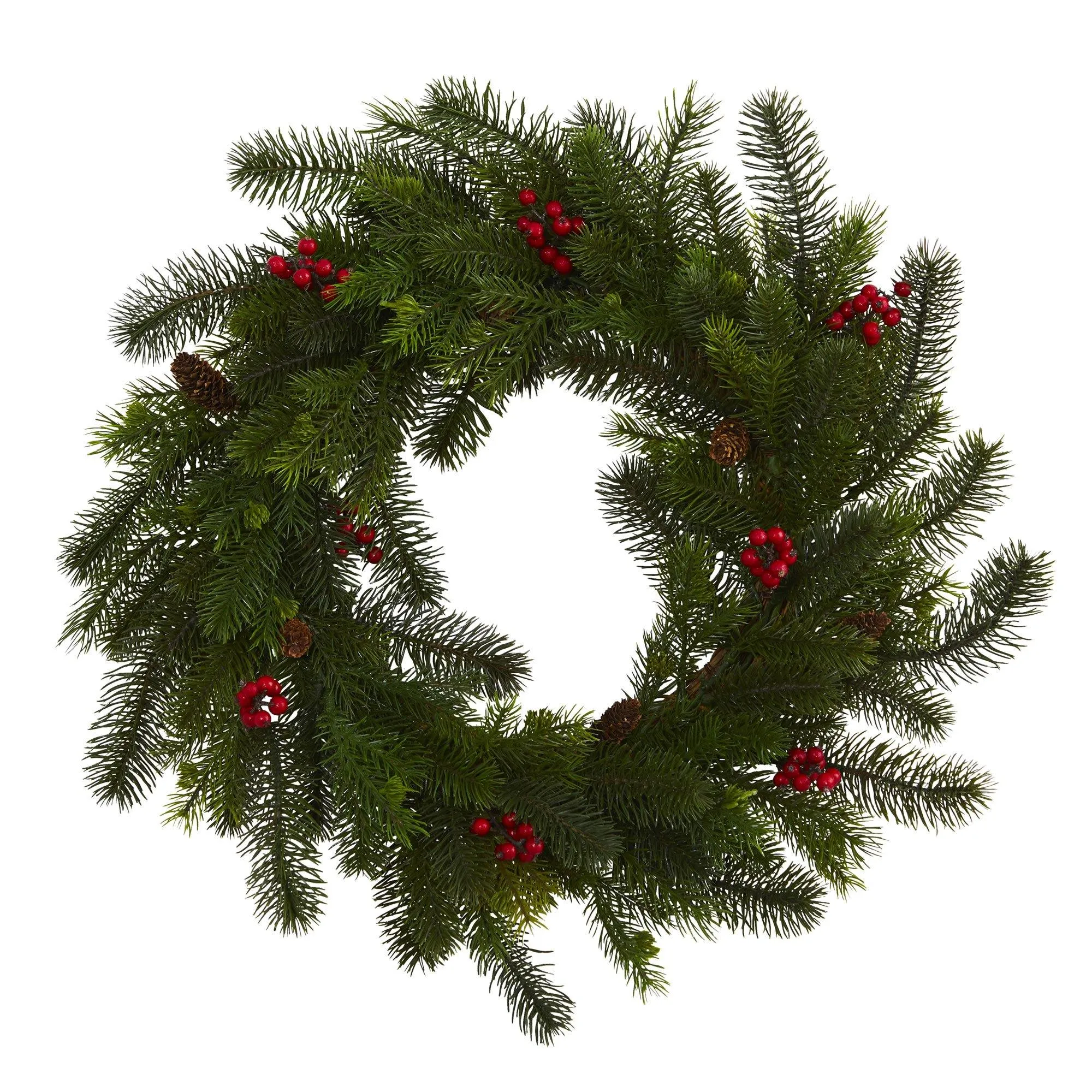 24" Pine and Berry Wreath