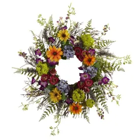 24"  Spring Garden Wreath w/Twig Base