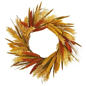 25"  Sorghum Harvest Artificial Wreath