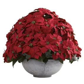 29.75" x 34" Artificial Giant Poinsettia Arrangement w/Planter - Low Maintenance, Life-Like & Vibrant Silk Flowers For Busy People.
