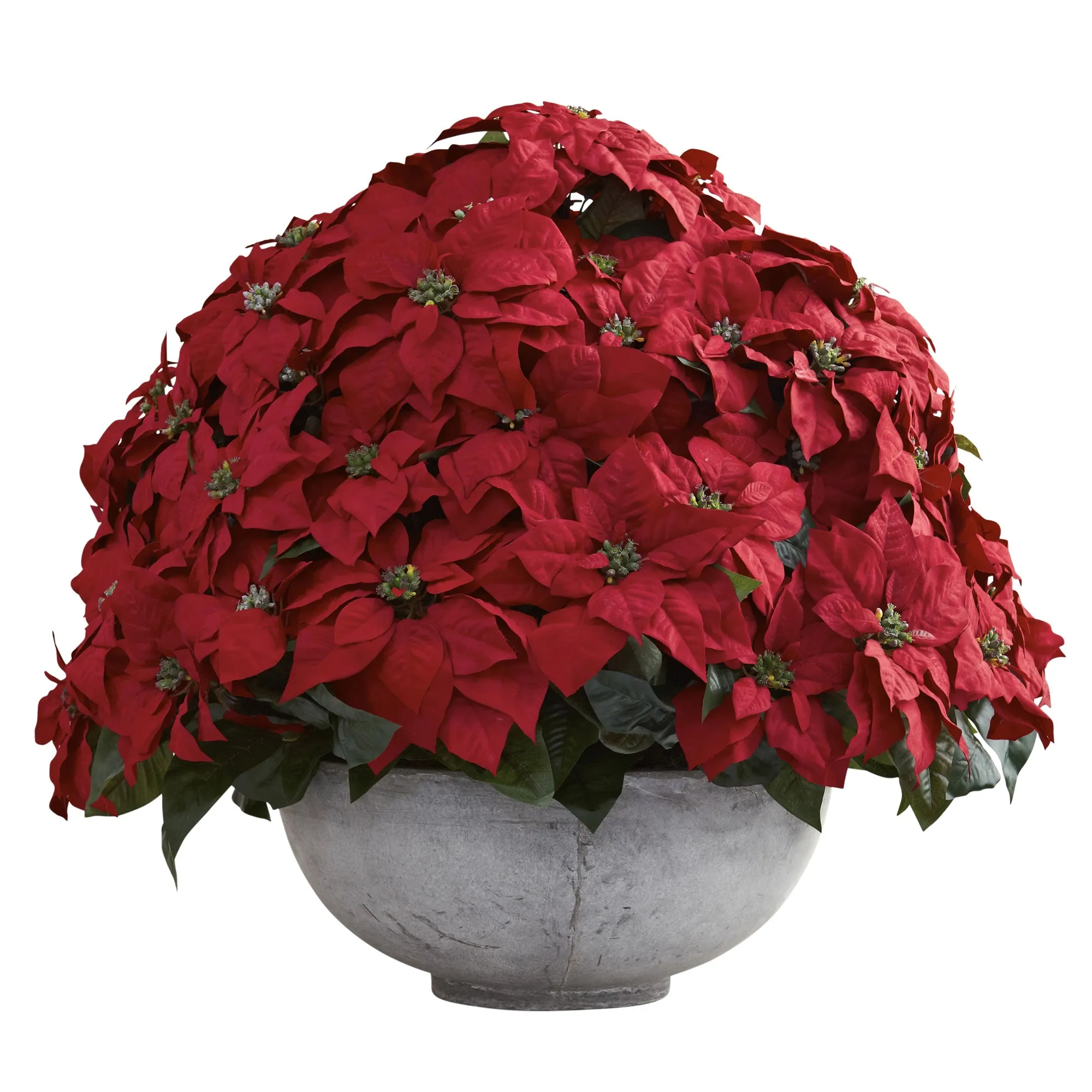 29.75" x 34" Artificial Giant Poinsettia Arrangement w/Planter - Low Maintenance, Life-Like & Vibrant Silk Flowers For Busy People.