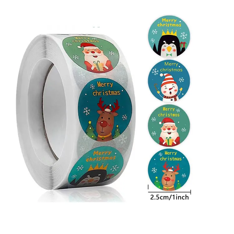 2x500pcs Christmas Xmas Santa Claus Elk Merry Christmas Christmas Stickers tape