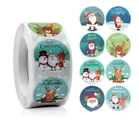 2x500pcs Christmas Xmas Santa Claus Elk Merry Christmas Christmas Stickers tape