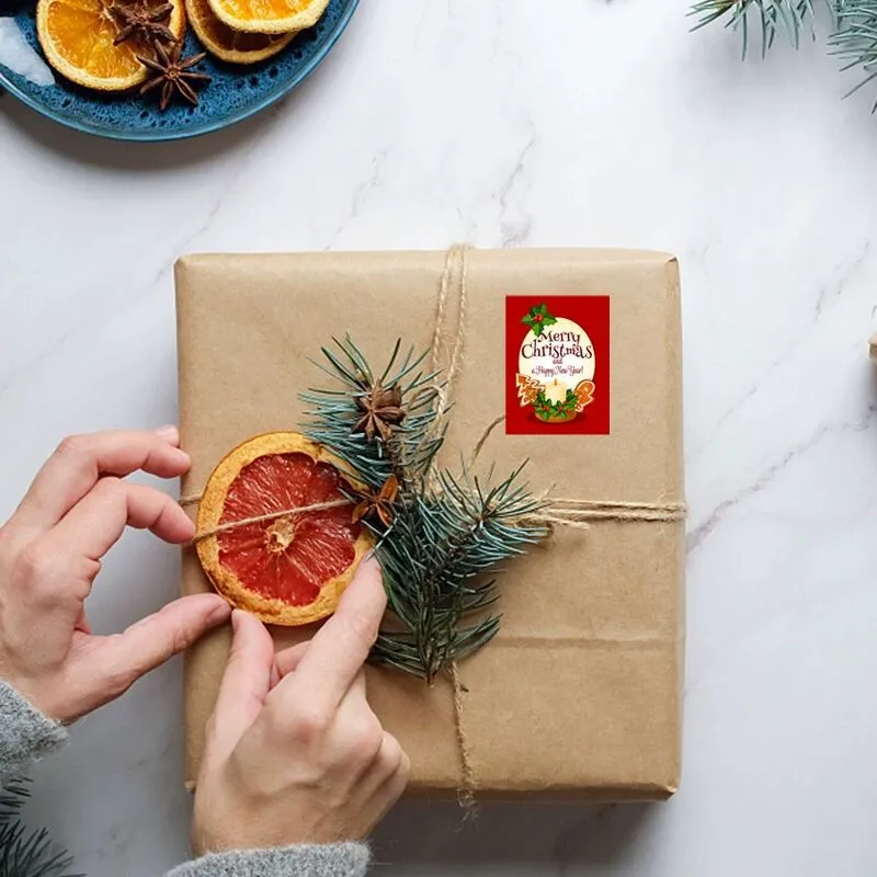 2x500pcs Christmas Xmas Square 6 Pattern Christmas Tree Elk Merry Christmas Christmas Sticker Gift Label tape
