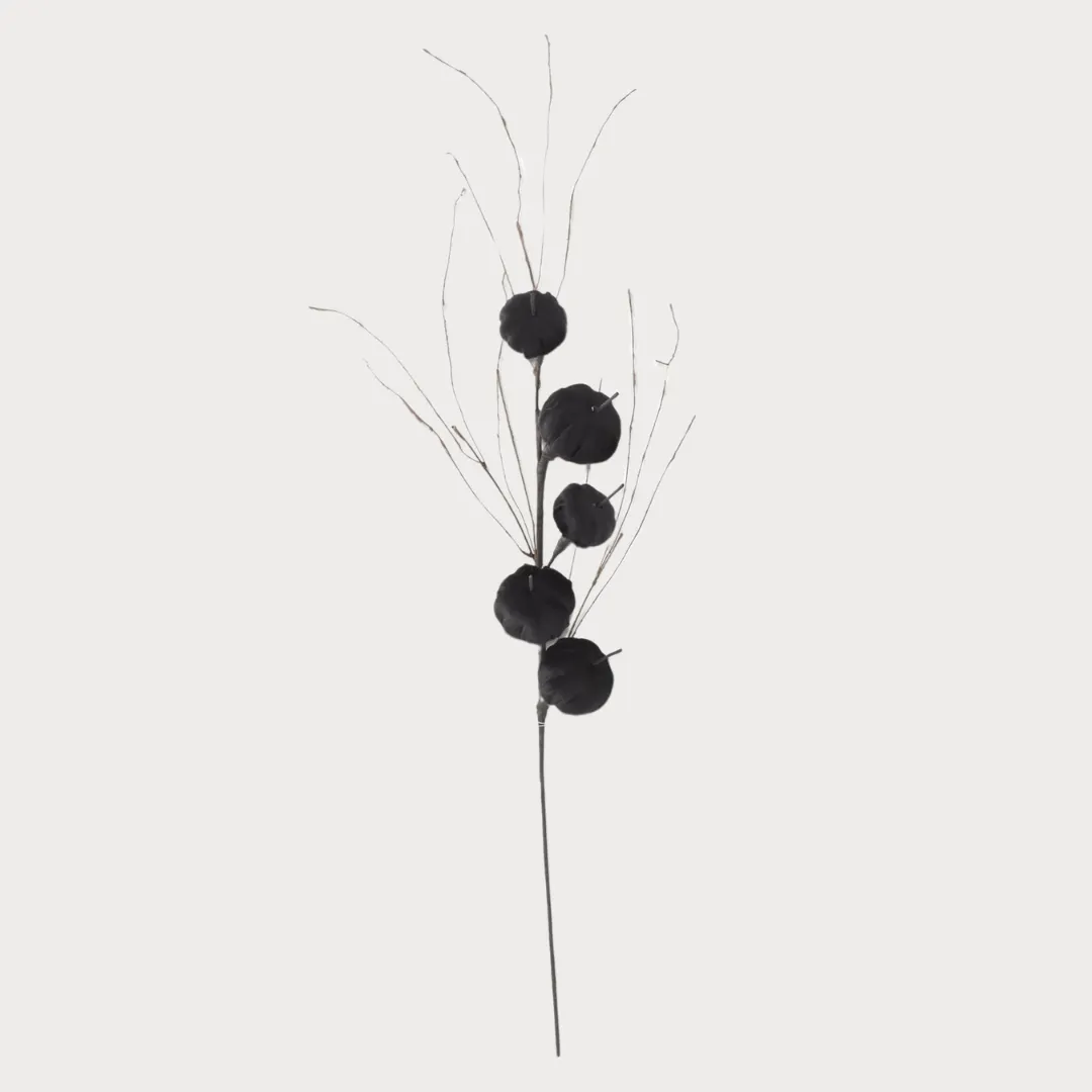38 Inch High Black Velvet Mini Pumpkin Stem