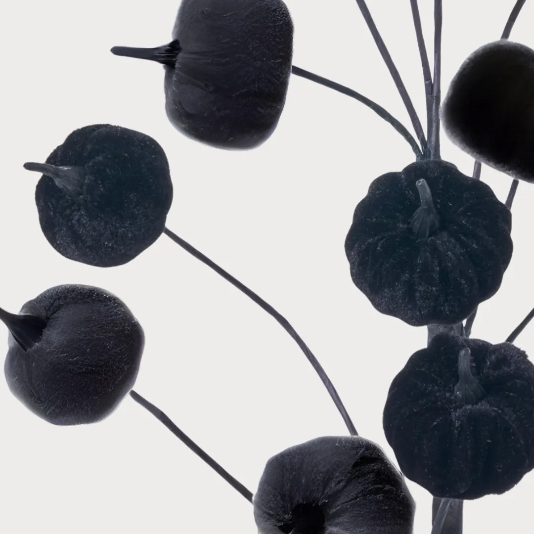 38 Inch High Black Velvet Mini Pumpkin Stem
