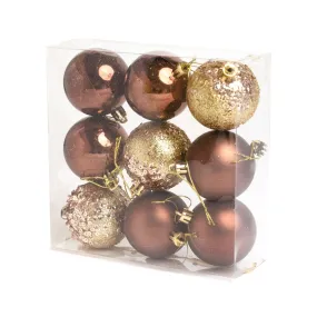 9pcs 6cm Coffee Gold Ornaments Set