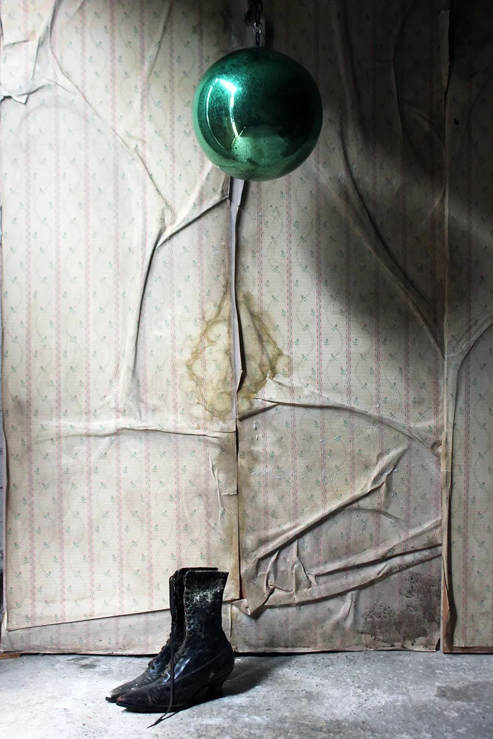A Good Large Green Mercury Glass Witches Ball c.1900