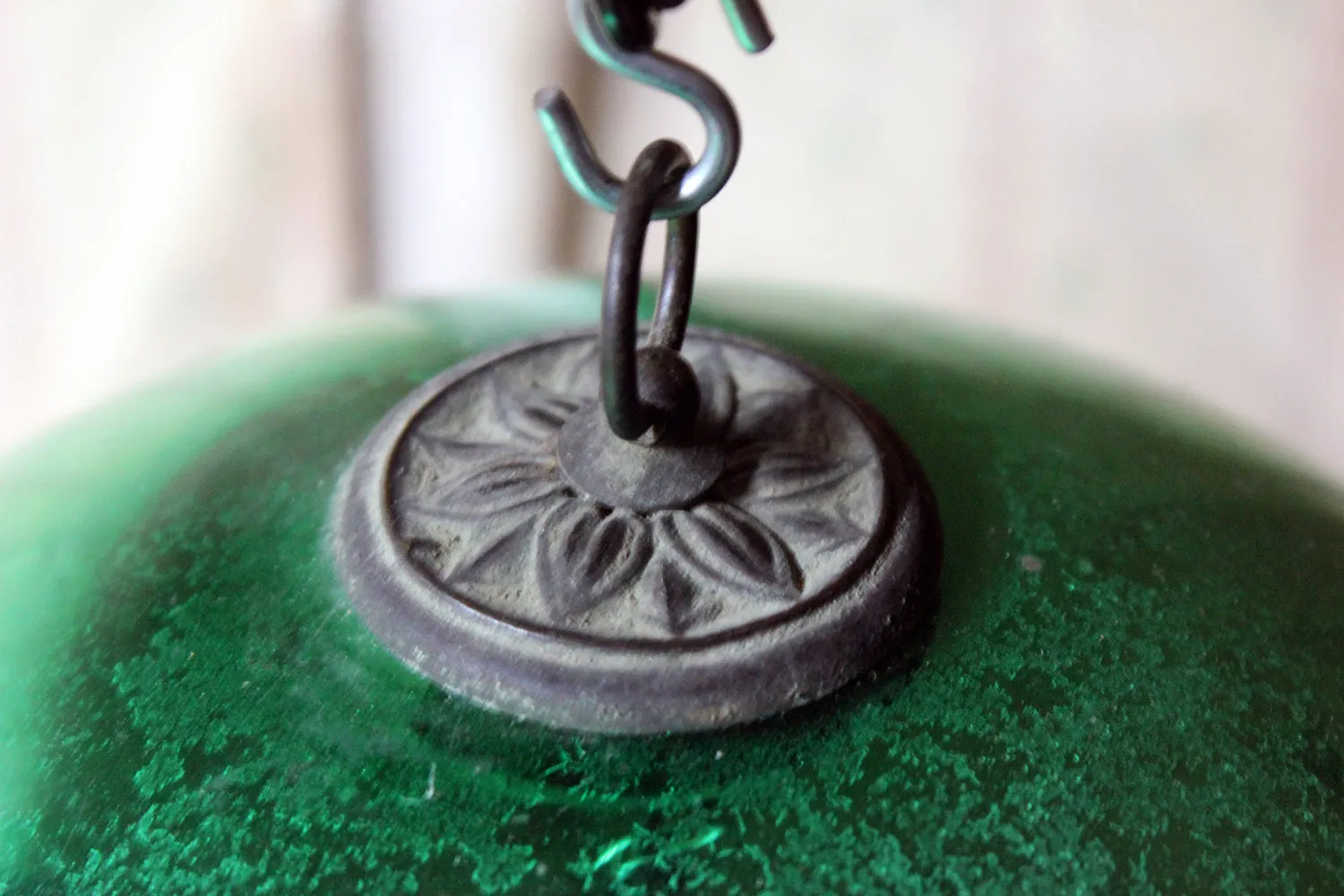 A Good Large Green Mercury Glass Witches Ball c.1900
