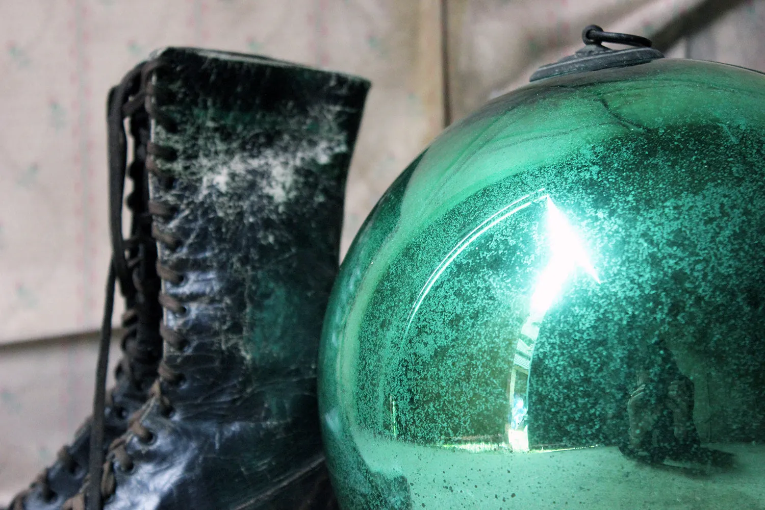 A Good Large Green Mercury Glass Witches Ball c.1900