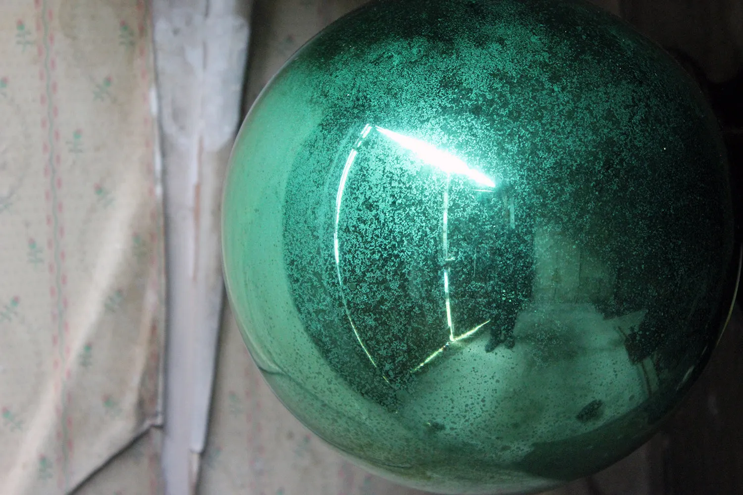 A Good Large Green Mercury Glass Witches Ball c.1900