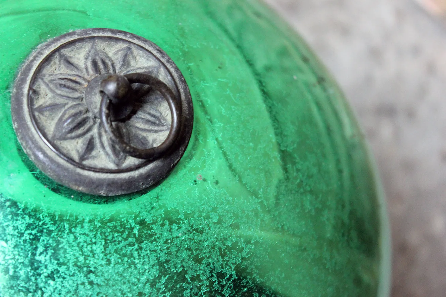 A Good Large Green Mercury Glass Witches Ball c.1900