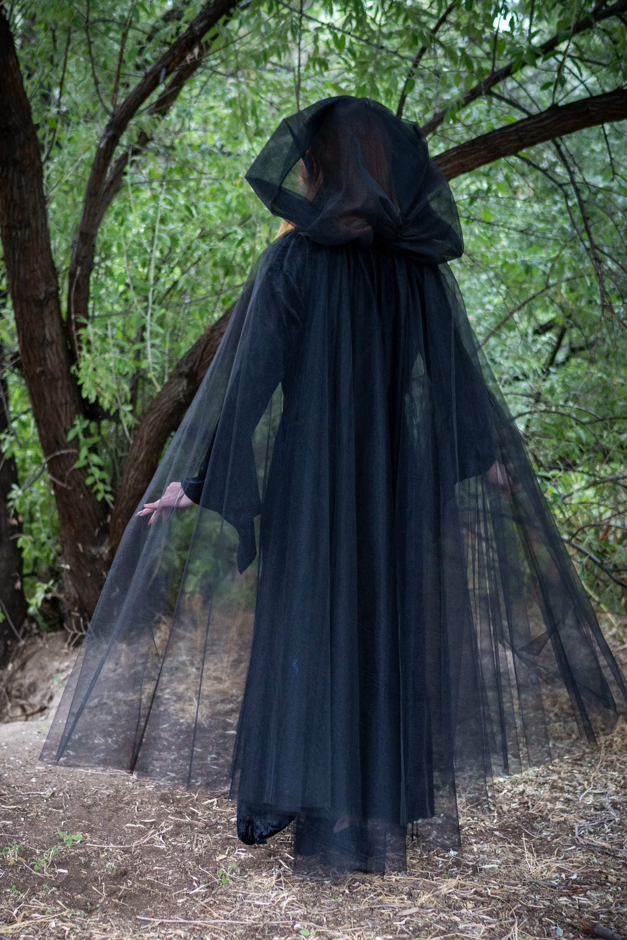 Adult Black Tulle Cloak