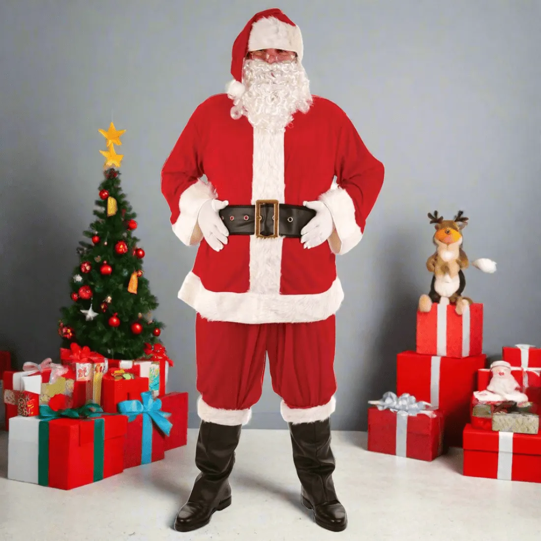 Adult Deluxe Complete Santa Claus Suit Christmas Fancy Dress