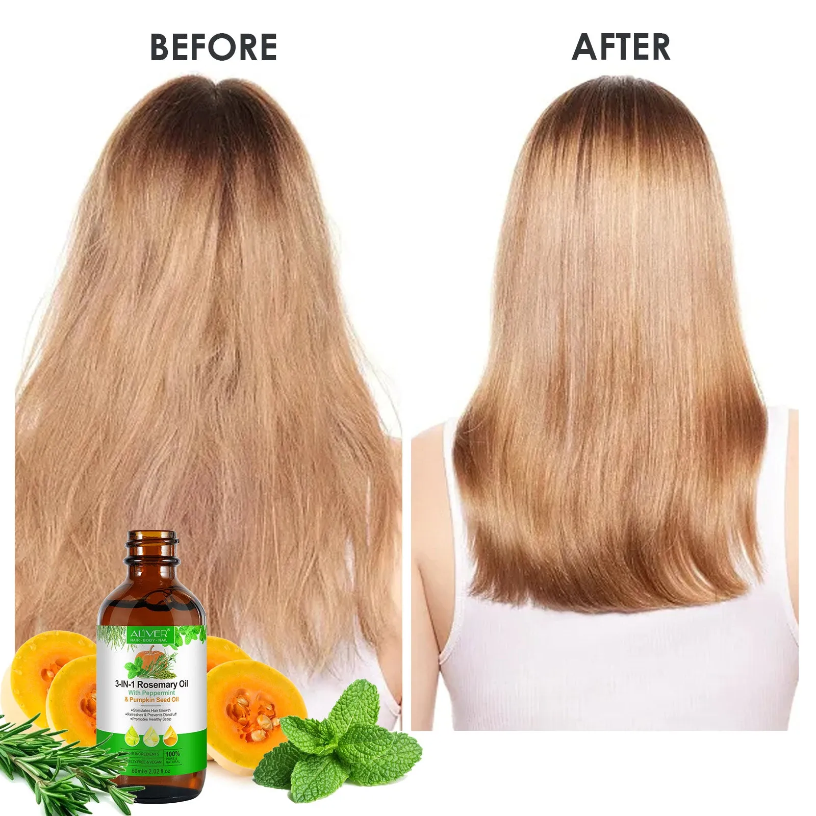 Aliver 3-IN-1 Rosemary Oil With Peppermint & Pumpkin Seed Oil