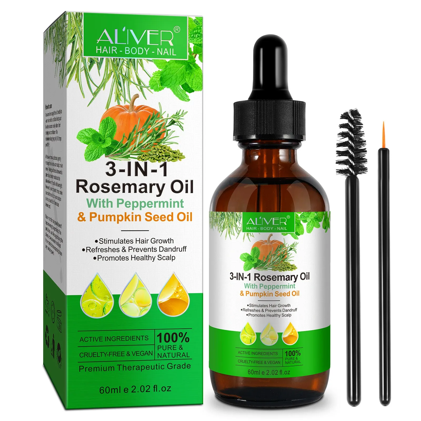 Aliver 3-IN-1 Rosemary Oil With Peppermint & Pumpkin Seed Oil