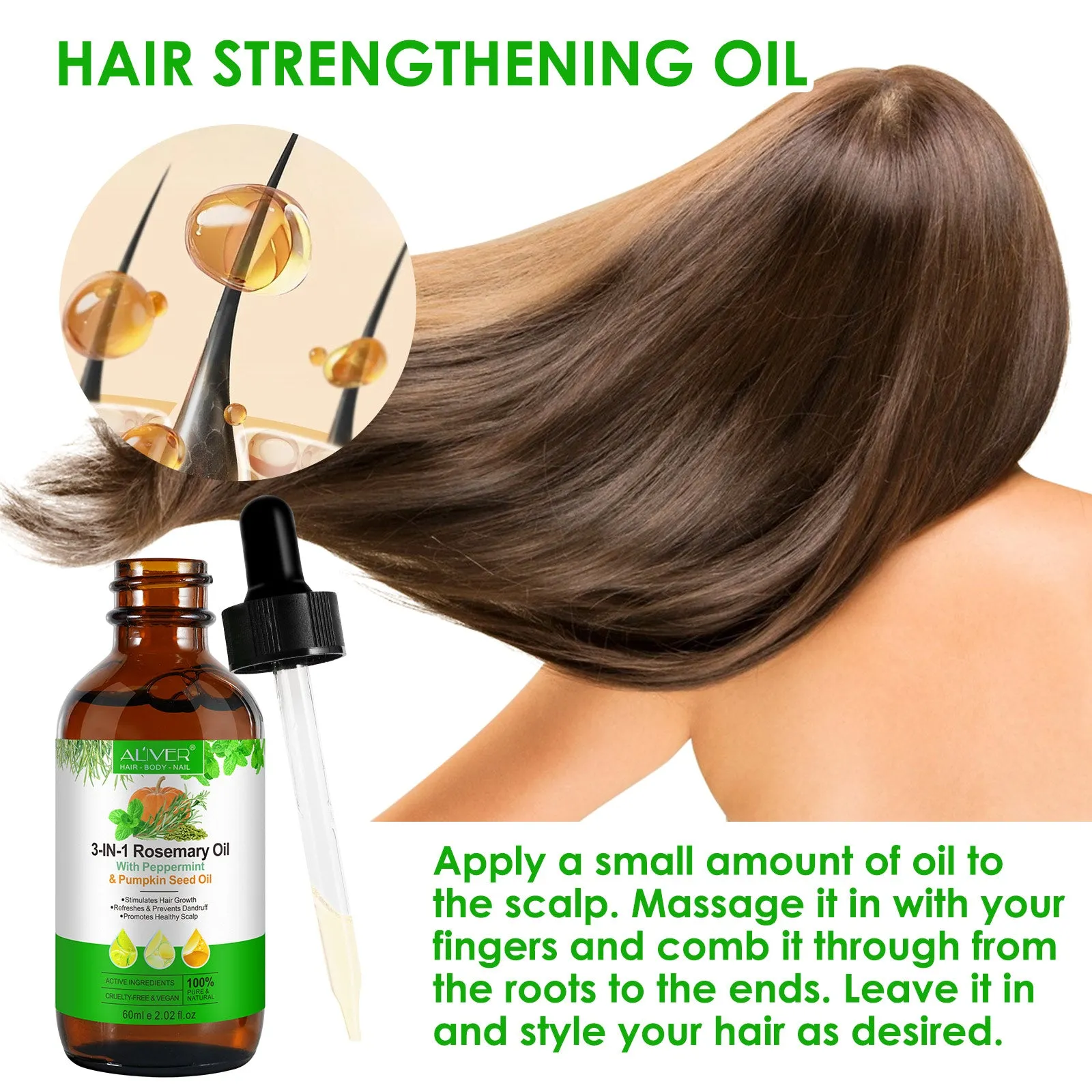 Aliver 3-IN-1 Rosemary Oil With Peppermint & Pumpkin Seed Oil