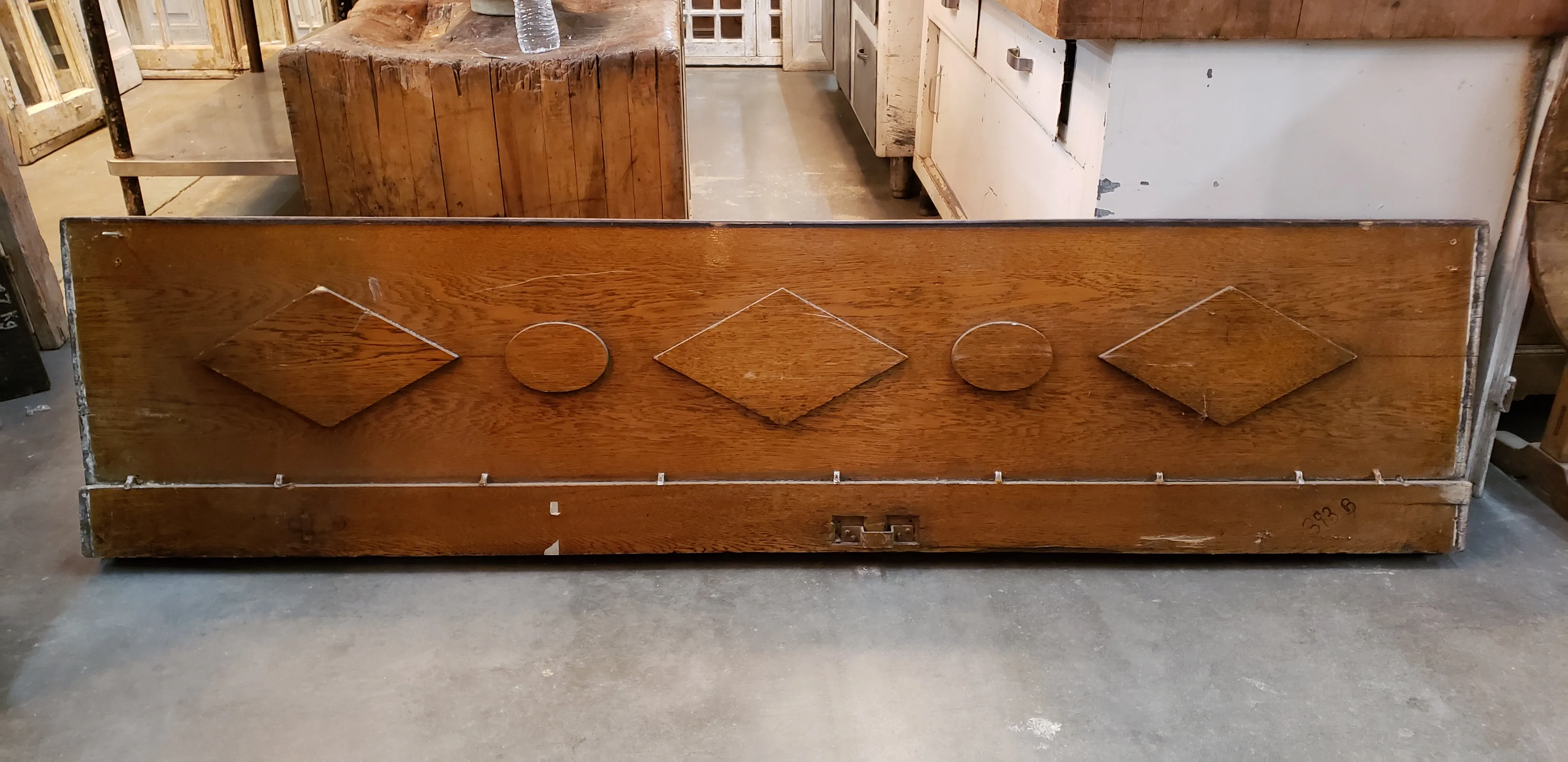 Antique Pair of Wood Carved Doors and Transom