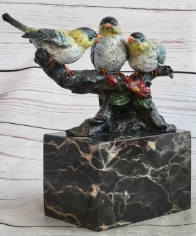 Art Deco Finch Finches Bronze Sculpture Multi Color Patina Bronze Sculpture Sale