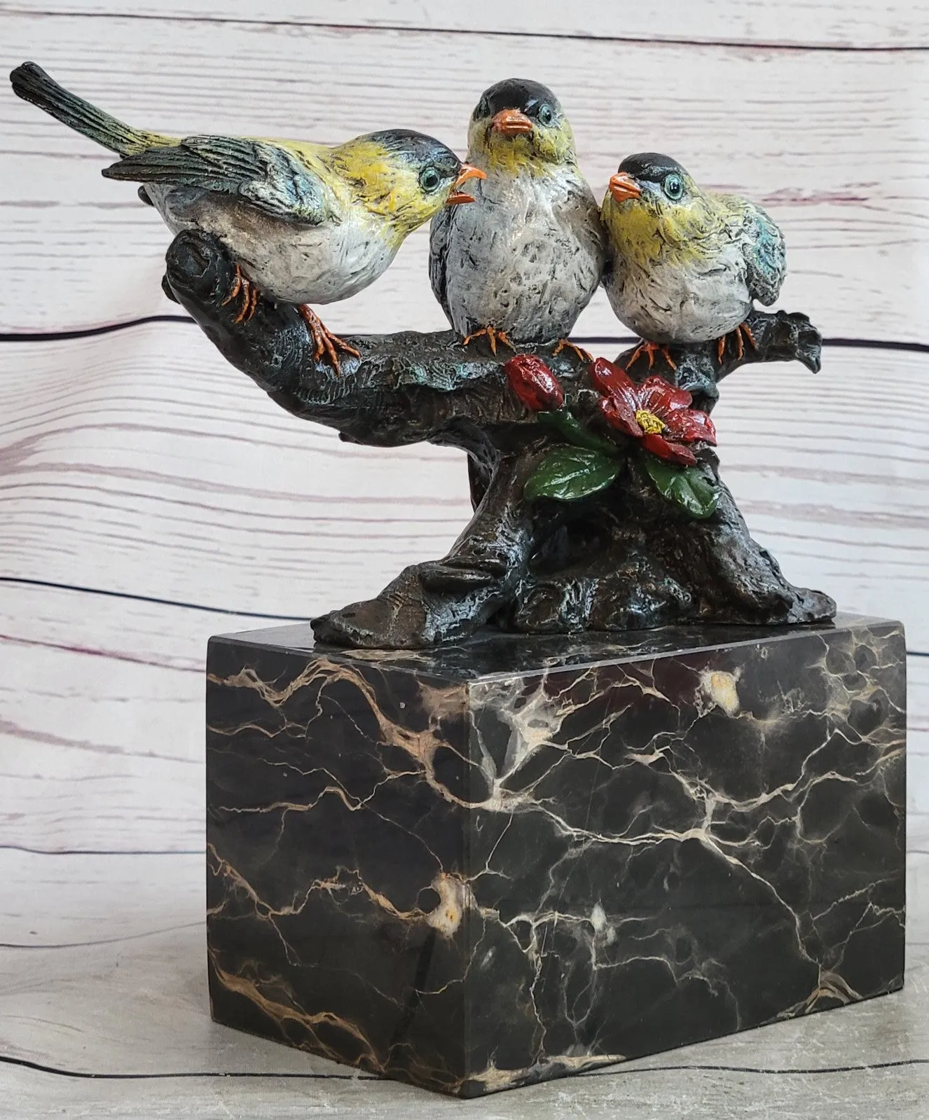 Art Deco Finch Finches Bronze Sculpture Multi Color Patina Bronze Sculpture Sale